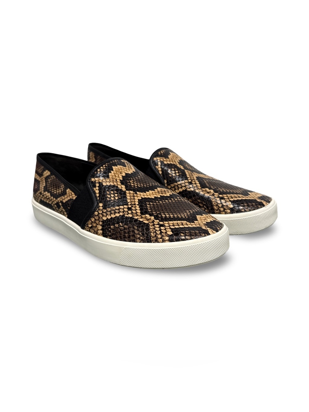 Vince Blair-5 Snake-Effect Leather Slip-On Sneakers in Senegal Size 9